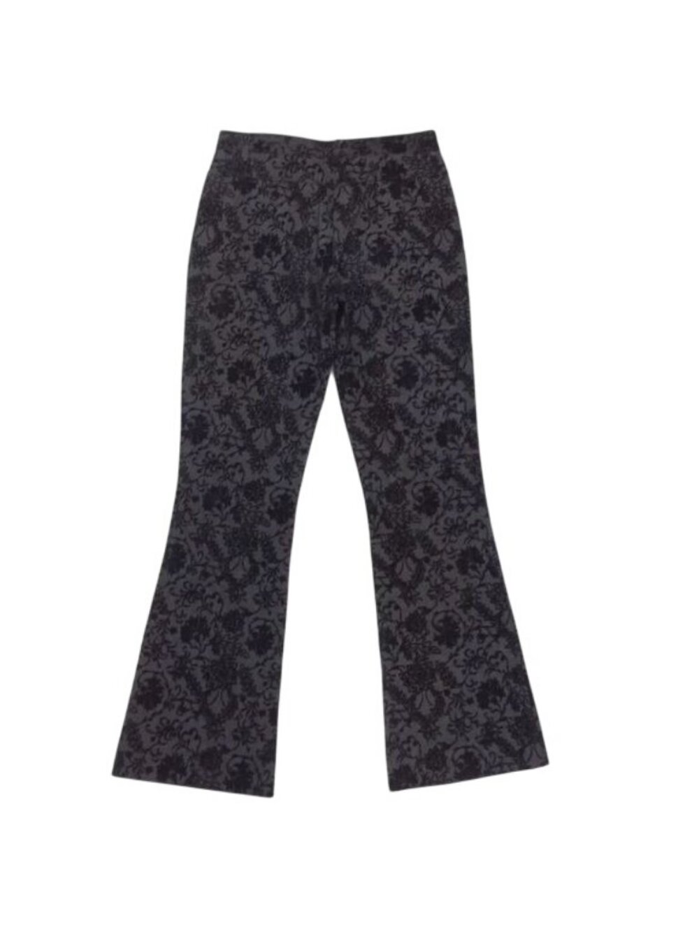 Y2K Black Floral Velvet Mid Rise Flare Jeans | Mob Wife Dark Academia Whimsigoth - Picture 7 of 10
